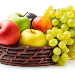 grapes apples basket fruits